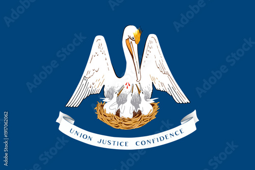 Louisiana state flag 3-2 ratio. Part of The United States of America. Clean design for print, web, or educational use. Vector illustration.