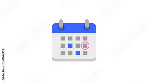 Animation of marking the day on the desktop calendar icon isolated on transparent background with Alpha channel. Date line calendar animated. Looping 4K motion graphic.