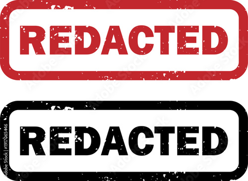 Redacted. Censorship, Media Vector Stamps Bundle. Classified Minimalistic Badges, Censored Labels, Transparent Grunge Effects. Classified Document Design. Vintage Security Seal.