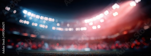 blurred soccer stadium with lights and a bokeh background