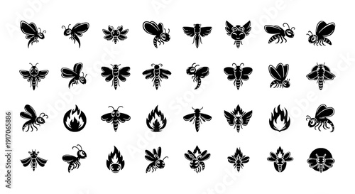 Set of Firefly Vector Illustration