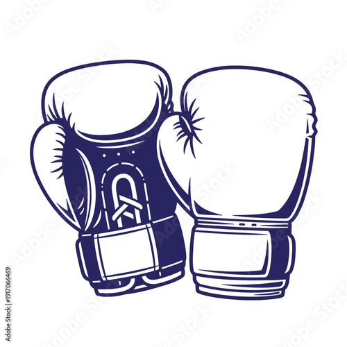 navy blue boxing gloves pair for training and competition  sports equipment