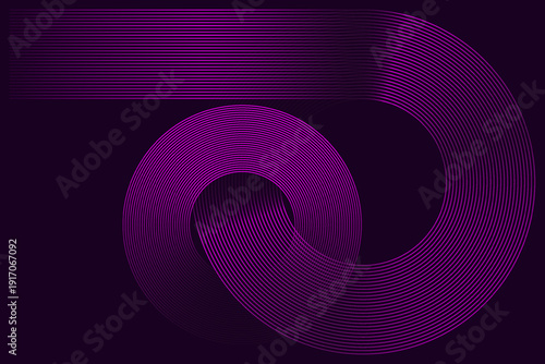 Purple abstract ribbon swirl with thin parallel lines