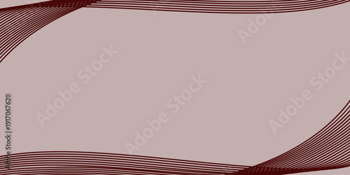 Elegant burgundy red border frame with flowing wave lines on dusty rose background