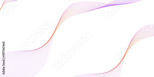 Abstract wavy lines on white background with purple and yellow gradient