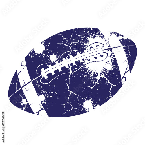 Grunge texture American football with grunge effect and cracked texture on white background  sports equipment Vintage Style