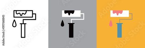 ローラーでペンキを塗装するアイコン