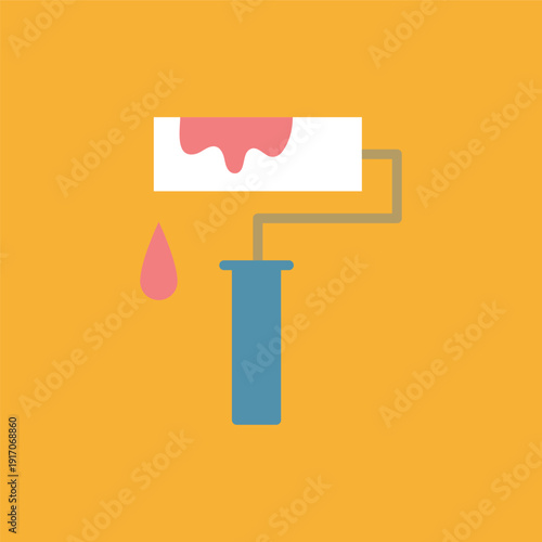 ローラーでペンキを塗装するアイコン