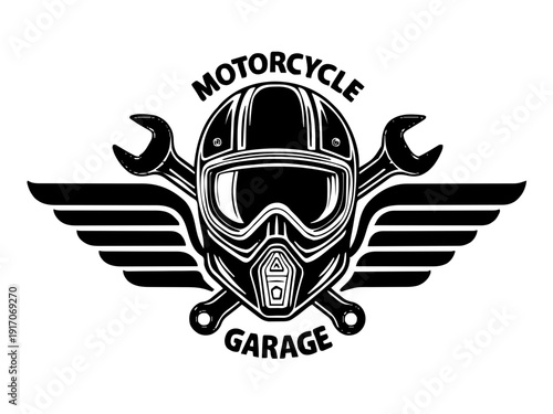 Ein Werkstatt-Abzeichen mit Helm und Werkzeug-Icon. Ideal für Hobby-Schrauber.KI Generiert