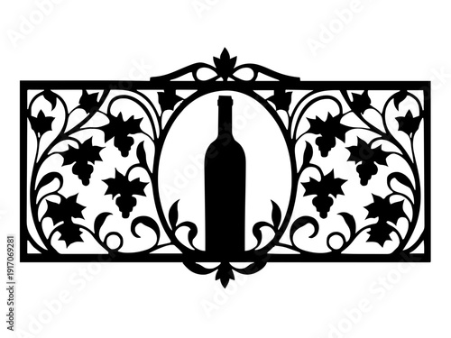 Ein dekoratives Seitenteil mit Reben-Ornament. Wertet Weinhalter optisch auf.KI Generiert