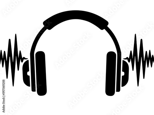 Ein Namensschild mit Kopfhörer- und Soundwave-Icon. Perfekt für Musikräume oder Produzenten.KI Generiert