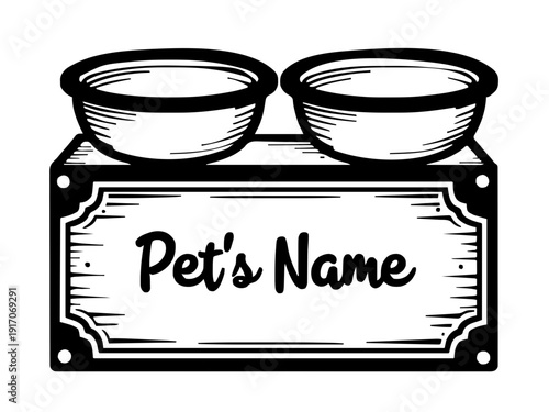 Ein personalisierbares Schild für Futterplätze mit Napf-Symbol. Praktisch und dekorativ zugleich.KI Generiert