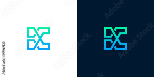 Modern abstract initial letter E or C logo design, featuring a dynamic gradient color transition, symbolizing connection and innovation in digital branding for technology companies