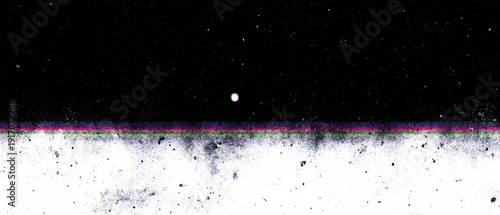 A starry night sky over a snowy landscape with a bright moon.