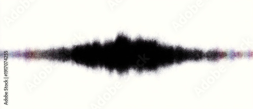 Abstract black and white symmetrical pattern resembling a soundwave or inkblot.
