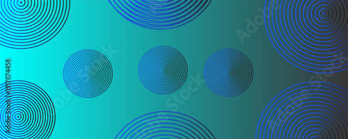 Abstract blue concentric circles on teal gradient background motion design animation, seamless loop
