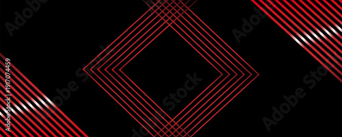 Abstract red geometric lines forming squares on black background motion design animation, seamless loop