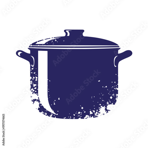 Grunge texture grungy navy blue pot with lid and handles kitchenware  cooking vessel Vintage Style