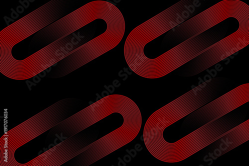 Minimalist red geometric links pattern repeating across a dark background for modern surface design
