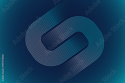 Interlocking circular line art on dark blue background