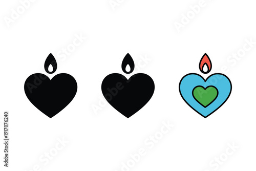 Candle icons featuring hearts with flames represent deep devotion and eternal.