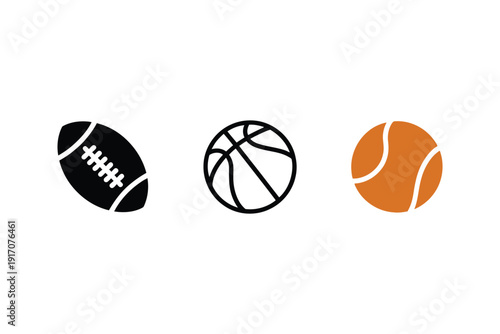 Assortment of three different sports balls symbolizes global athletic.
