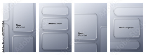 Liquid glass morphism vector design set for background and interface element. Modern abstract render for web banner, social media story.