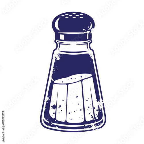 Grunge texture Vintage grunge style salt shaker illustration with white background  kitchen spice container Vintage Style