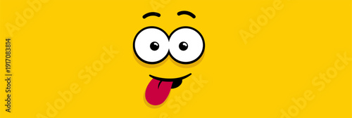 Funny cartoon character face with tongue sticking out. Cartoon character face showing a playful expression with wide eyes and tongue sticking out