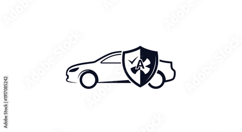 Car Insurance Protection Shield Illustration Design.