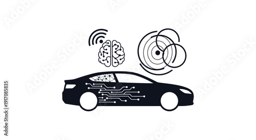 Autonomous Vehicle with Brain and Radar.