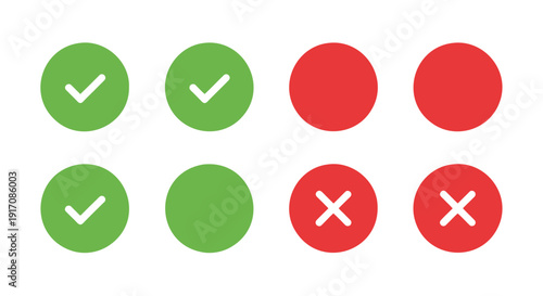 Set of 6 checkmark and cross icons vector