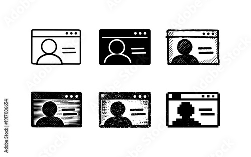 Collection of user profile icons in various artistic styles on white background