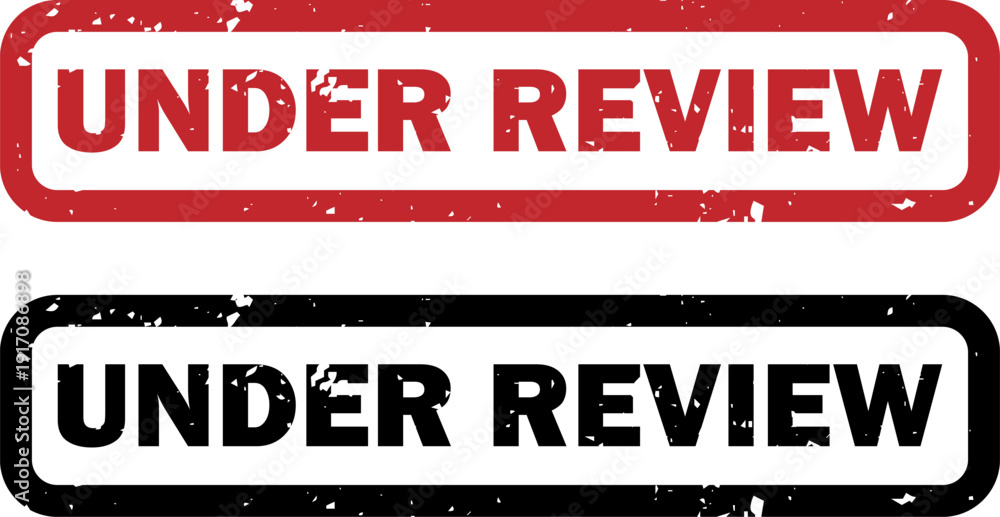 Fototapeta premium Under Review. Censorship, Media Vector Stamps Bundle. Classified Minimalistic Badges, Censored Labels, Transparent Grunge Effects. Classified Document Design. Vintage Security Seal.