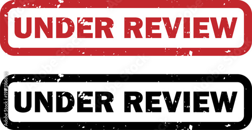 Under Review. Censorship, Media Vector Stamps Bundle. Classified Minimalistic Badges, Censored Labels, Transparent Grunge Effects. Classified Document Design. Vintage Security Seal.