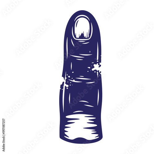Grunge texture dark blue condom with white details on white background Vintage Style