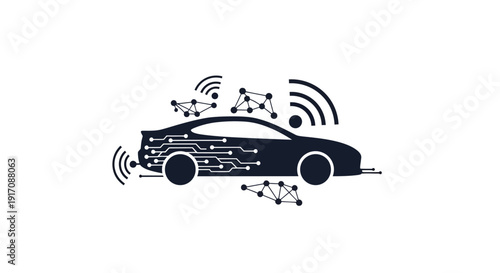 Autonomous Vehicle with Signal Waves and Data.