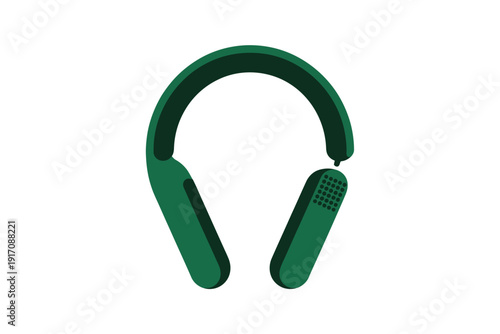 Green neckband style wireless audio headset rests against a clean white.