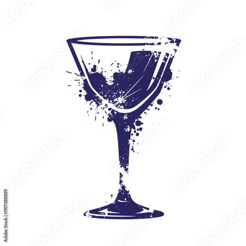 Grunge texture Grungy martini glass with splatters and stains on white background  cocktail glass Vintage Style