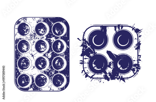 Grunge texture grunge muffin tin baking icons with distressed texture for culinary designs  baking symbols Vintage Style