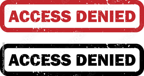 Access Denied. Access, Restriction Vector Stamps Bundle. Classified Minimalistic Badges, Censored Labels, Transparent Grunge Effects. Classified Document Design. Vintage Security Seal.