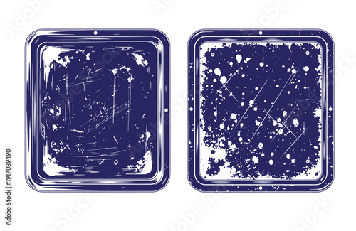 Grunge texture Grungy blue metallic frames with scratched and splattered effects for design elements Vintage Style