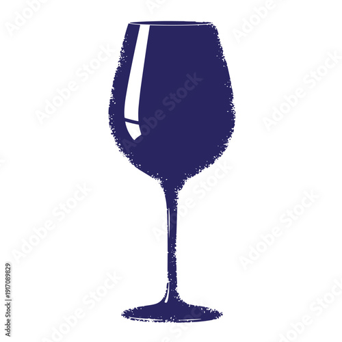 Grunge texture wine glass with long stem and bowl shaped body on white background Vintage Style