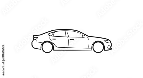 Simple Line Drawing of a Car.