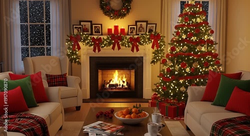 fireplace with christmas decorations