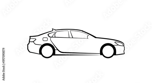 Simple Line Drawing of a Car.