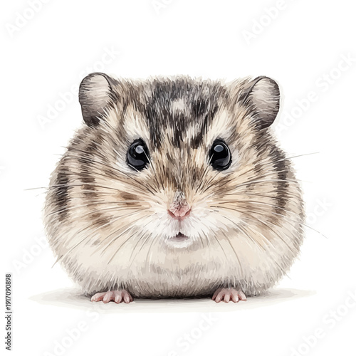 Hamster, illustration watercolor artwork with subtle gradients and elegant contours, isolated on a white background.