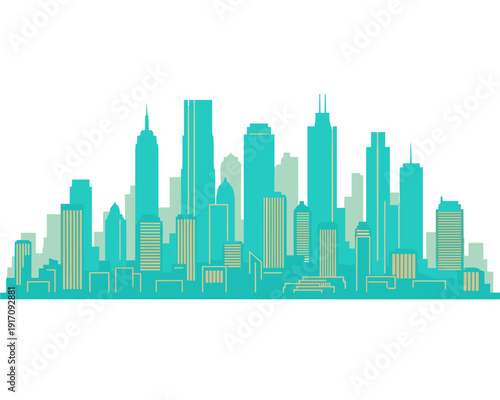 Urban Skyline Illustration, Abstract Cityscape, Digital Art, Modern Design, Urban Environment