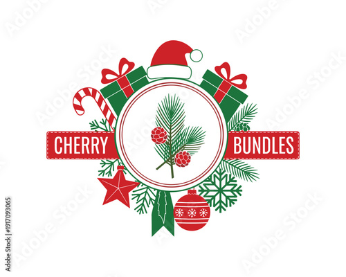 Festive Celebration, Cherry Bundles, Holiday Decor, Graphic Design, Christmas, Cheerful, Colorful Theme