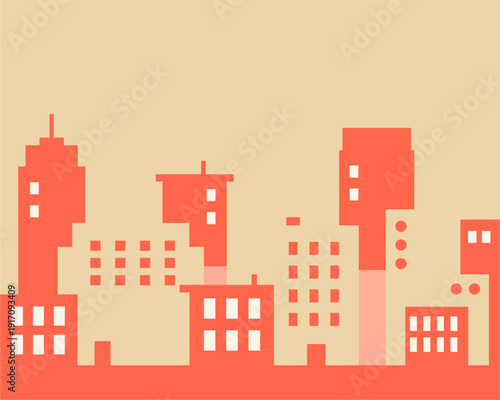 Urban Skyline Illustration, Cityscape, Graphic Design, Digital Art, Modern Environment, Creative Concept